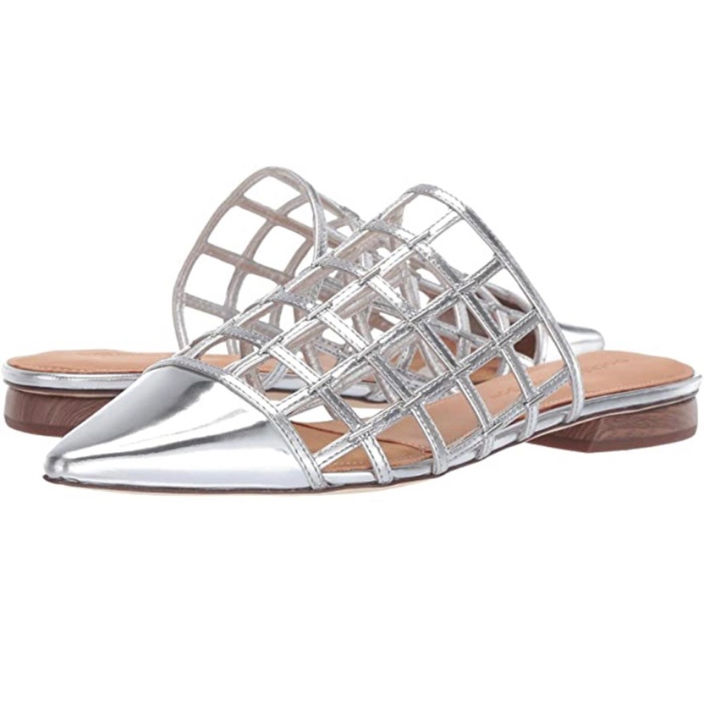 Sigerson Morrison Silver Leather Mules 7.5 EUR 38